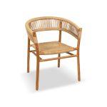 كرسي بأذرعه من خشب التيك الطبيعي مجدول بخيوط الرتان الطبيعي الفاخرة