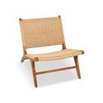 كرسي مصنوع من خشب التيك الطبيعي مجدول بخيوط الرتان - فخامة ومتانة مثالية