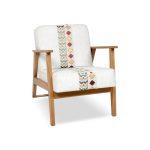 كرسي بأذرع مصنوع من خشب الزان الطبيعي بتصميم عصري