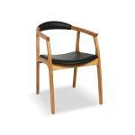 كرسي خشبي بأذرعة مصنوع من خشب الزان الطبيعي ومنجد بقماش أو جلد - جودة تدوم طويلًا