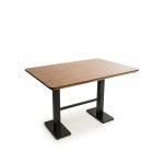 طاولة بسطح خشبي ميلامين أو خشب طبيعي مع قاعدة ستيل دبل مربعة - مثالية لمساحاتك التجارية