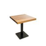 طاولة خشب زان طبيعي بقاعدة سوداء